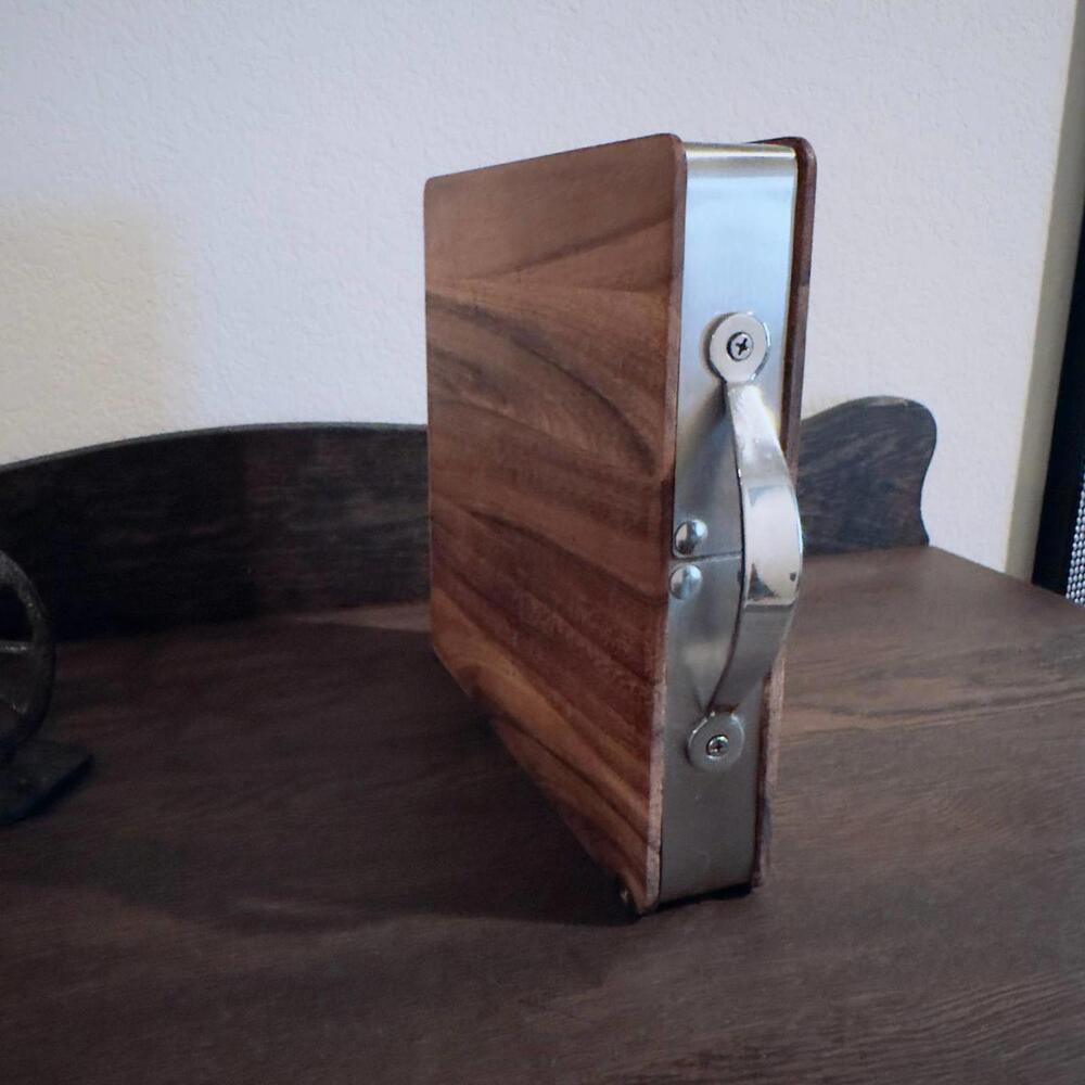 Solid Wood Industrial Cutting Board with Stainless Steel Frame 9 x 9.5 in – 2.5